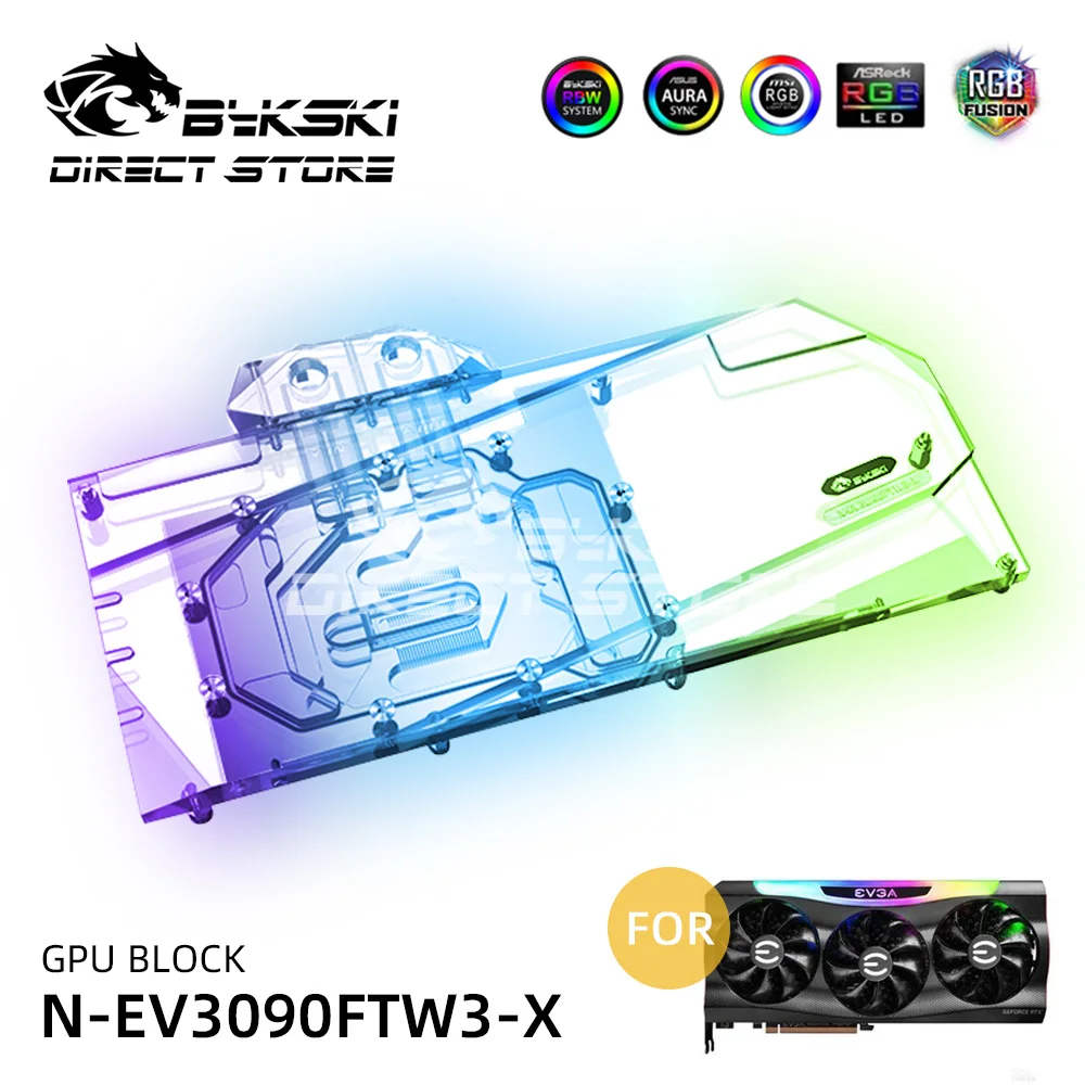 Bykski A-RGB GPU для горного велосипеда блоки EVGA RTX3090 3080 FTW3 ULTR VGA блок водяного