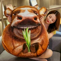 lovely bull head plush pillow soft plush padded printed pillow cushion toys kawaii room bed sofa decoration gift for kids