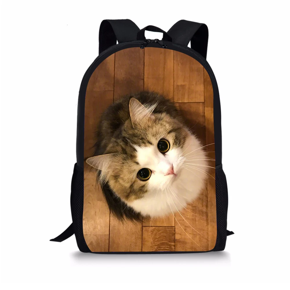 Детские школьные рюкзаки с животным принтом для мальчиков и девочек, детские школьные ранцы с милым принтом кошек, дорожные сумки с индивид...