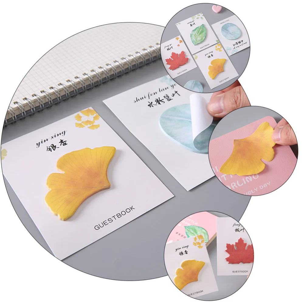 

12Pcs Office Sticky Memo Pads Creative Leaf Shaped Post-notes Memo Stickers