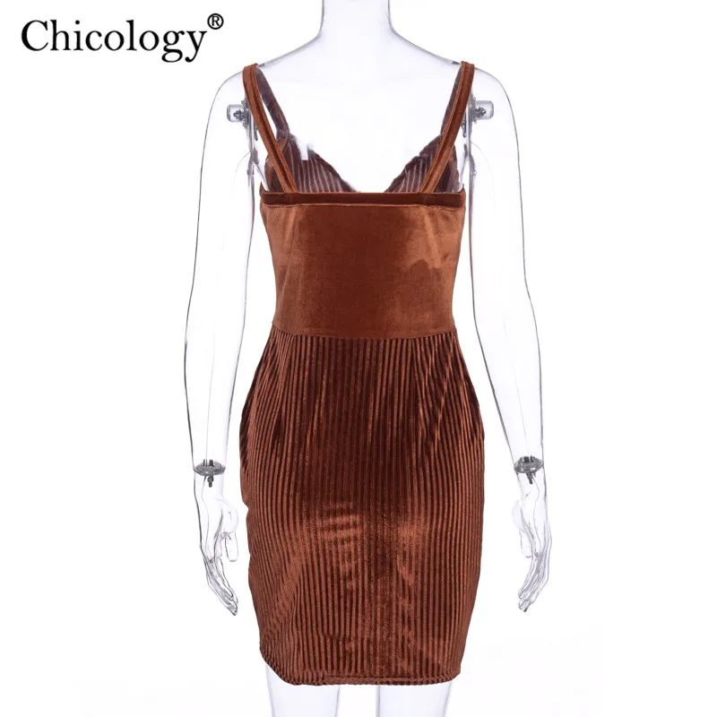 Chicology бархатное бархат широкие ремень мини-платье женское повседневное