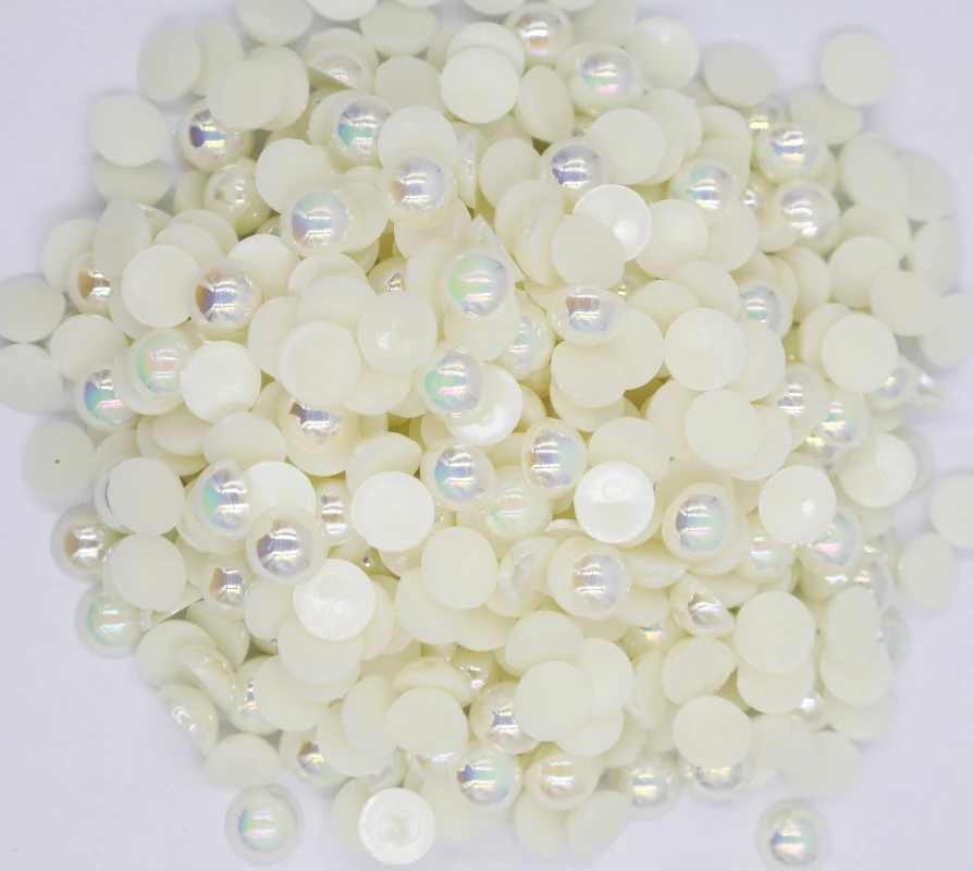 

2mm,4mm,5mm,6mm,8mm,10mm,12mm Jelly Pearl White AB beige AB Flat back ABS round Half Pearl beads, imitation plastic half pearl
