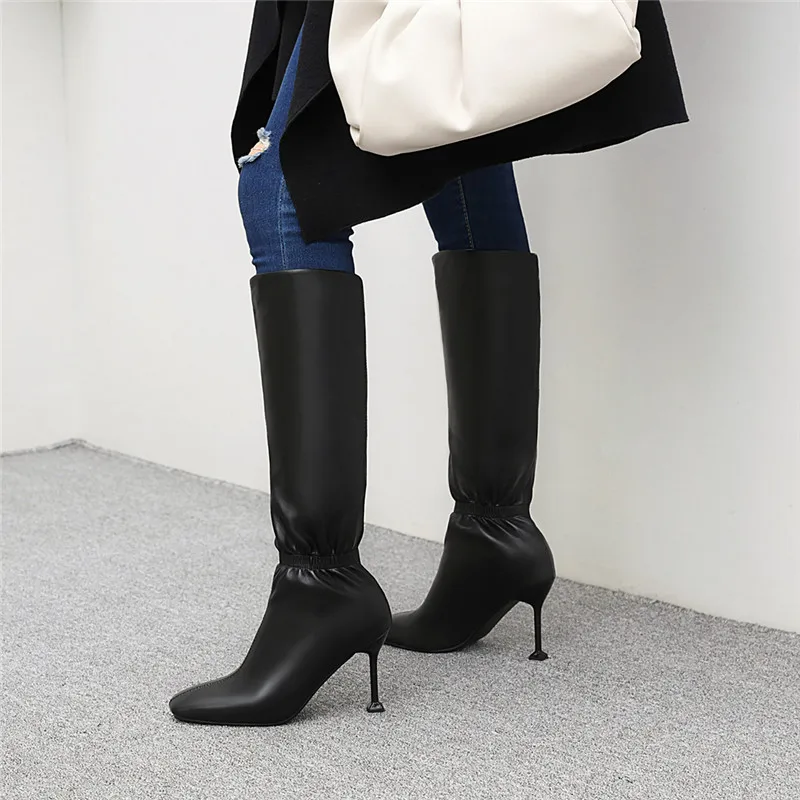 

ASUMER 2020 new fashion party wedding shoes women knee high boots sexy thin high heels autumn winter long boots woman big size