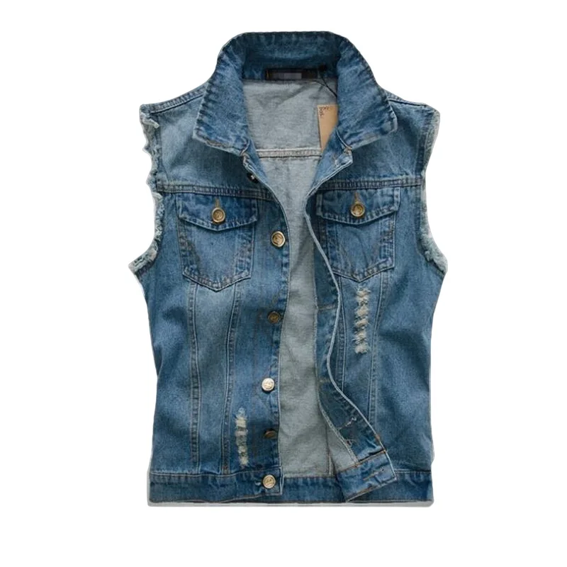 

Men Denim Vests Vintage Classic Design Casual Denim Vest Men Blue 3 Colors Asian Size M-4XL 5XL 6XL