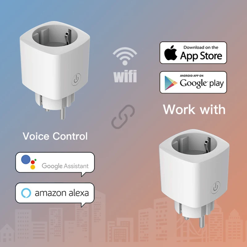 

New WiFi Smart Socket EU 16A Plug Power Monitor Tuya Remote Control Home Appliances Works With Alexa Google Home No Hub Required