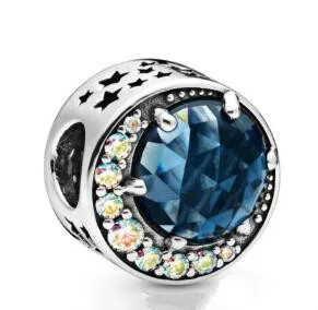 

Genuine 925 Sterling Silver Charm Moon & Night Sky Charm Beads Fit Women pandora Bracelet & Necklace Diy Jewelry