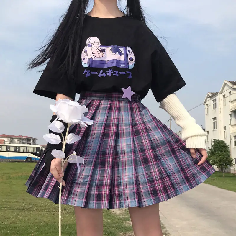 Кроп-Топ женский в стиле Харадзюку с принтом игровой консоли и круглым вырезом |