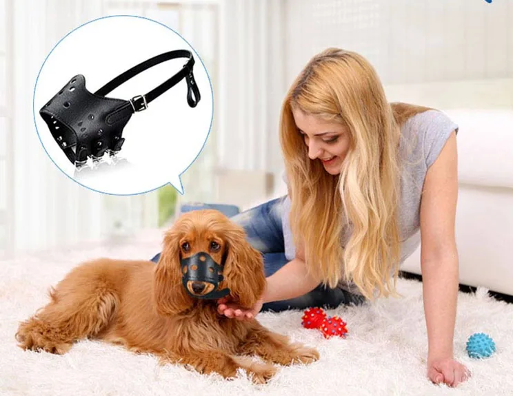 

PU Leather Pet Dog Muzzle Adjustable Breathable Mask Anti Bark Bite Chew Safety for Small Large Dogs Mouth Soft Muzzles Training
