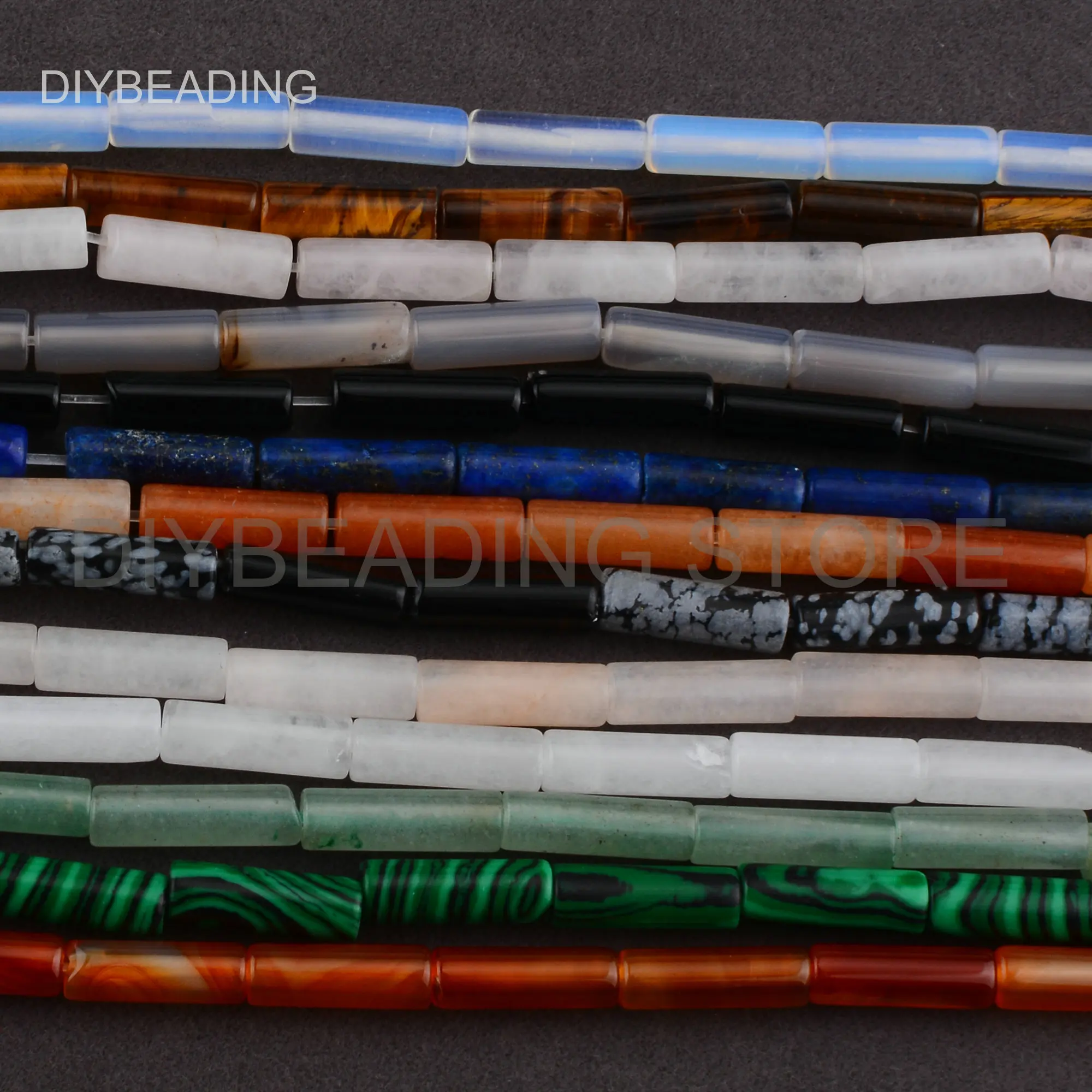 

Tube Beads for Jewelry Making Natural Rose Quartz/Tiger Eye/Howlite/Agate Thin Cylinder Spacer Bead Lots Wholesale(4*13mm)