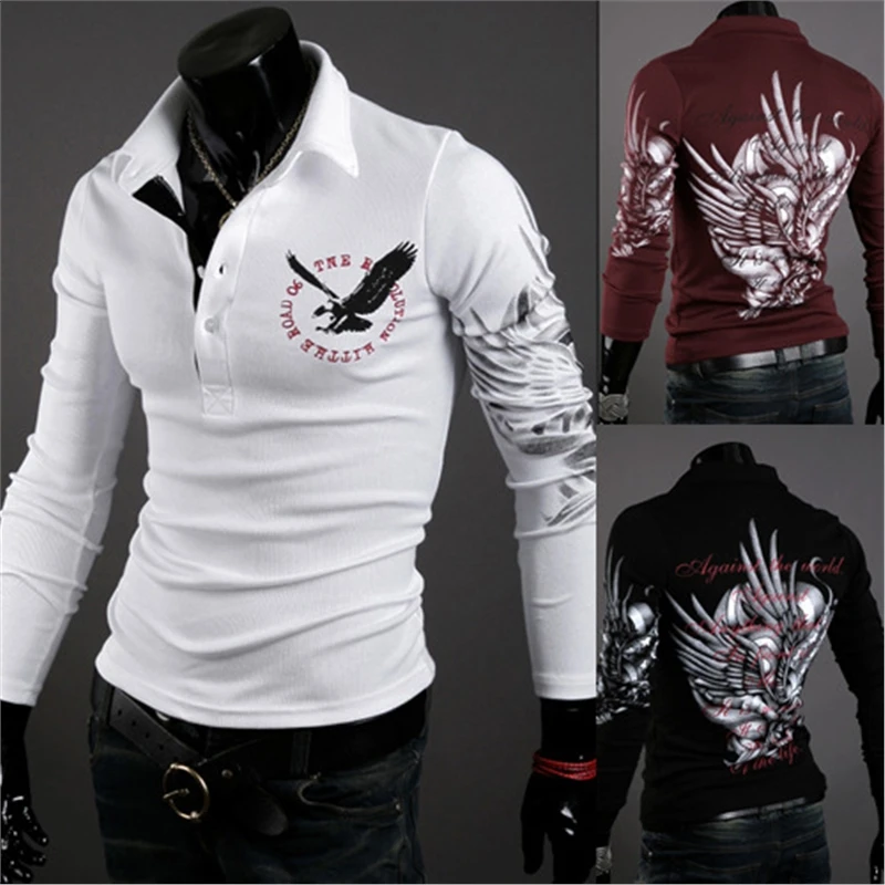 

doxvhd High Quality Men Polo Shirt Patchwork Mens Long Sleeve Polo Shirts Camisa Polos Masculina Popular Casual Plus