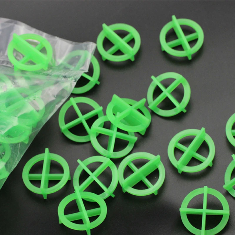 

100pcs Green Cross Tile Leveling Recyclable Plastic Tile Leveling System Base Spacer