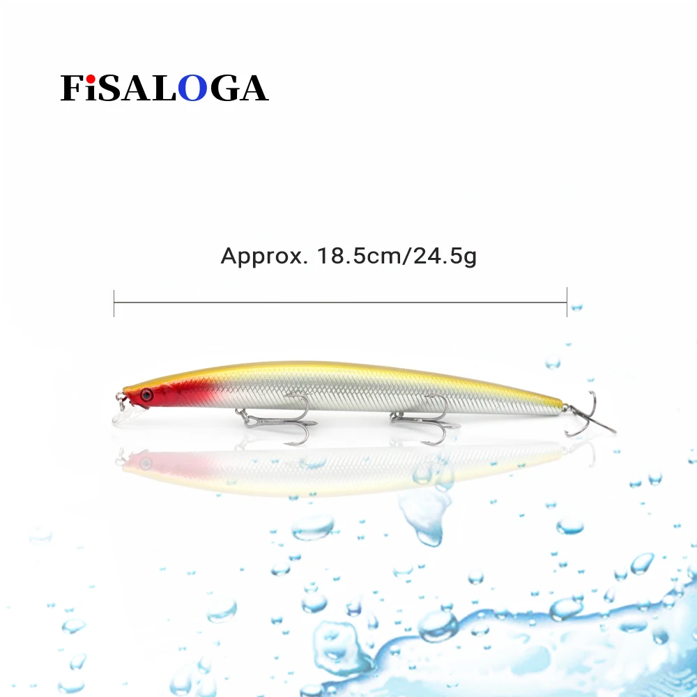 FiSALOGA искусственный рыболовный воблер Minnow приманка 185 мм 24 5 г глубина 0 6 2 м длинное