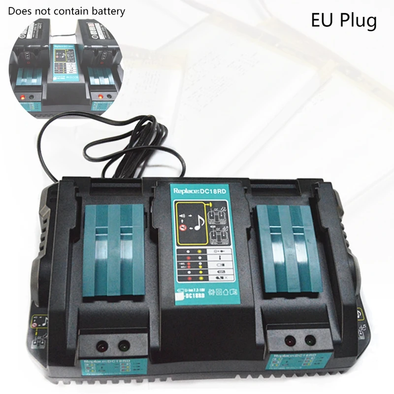 

Double Battery Charger For Makita 14.4V 18V BL1830 Bl1430 DC18RC DC18RA EU Plug