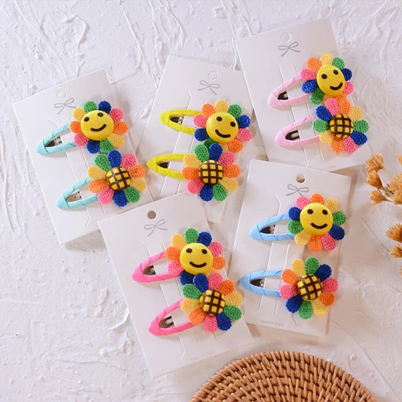 2 шт./компл. заколки для волос с солнечным цветком Детские милые аксессуары