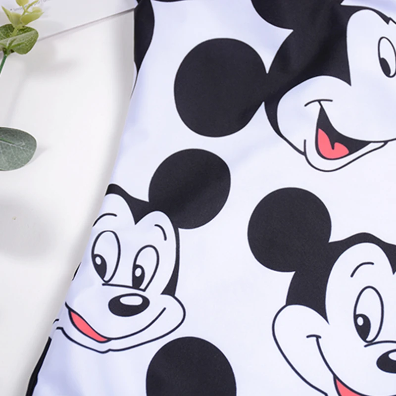 

Disney Sexy One Piece Swimsuit Mickey Printing Pattern For Women High Waisted Bathing Suit Patchwork Beachwear Backless Swimwear