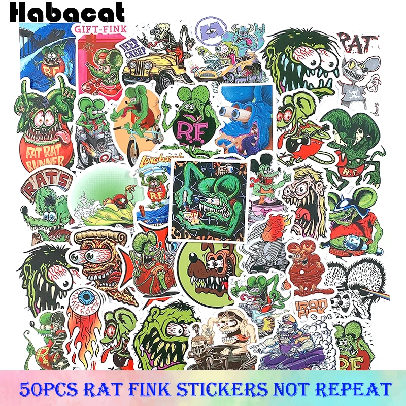 10/50Pcs/Pack Tales Of The Rat Fink Waterproof Stickers For Case Laptop Motorcycle Skateboard Luggage Decal Children Toy  Helmet