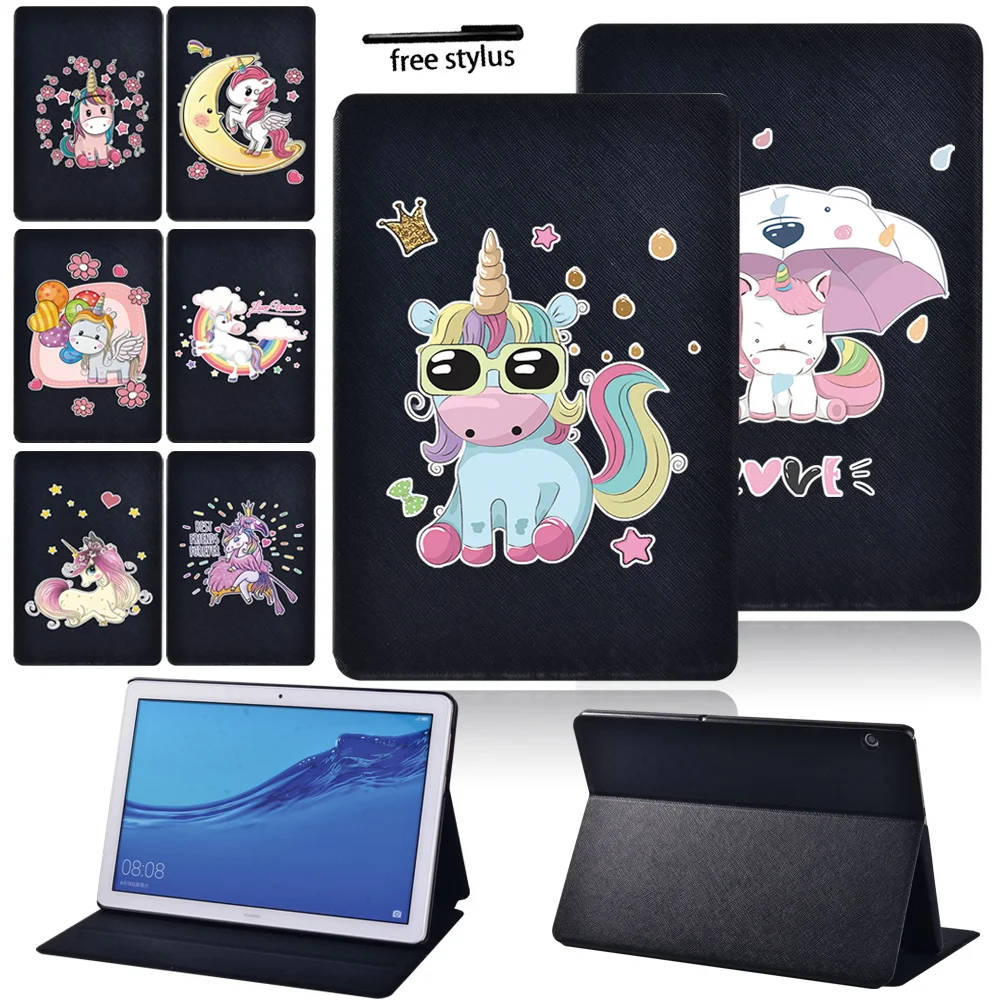 

Tablets Case for Huawei MediaPad T5 10 10.1/T3 8/T3 10 9.6/MediaPad M5 Lite/M5 10.8 Soft Shell Flip Stand Cover Case + Stylus