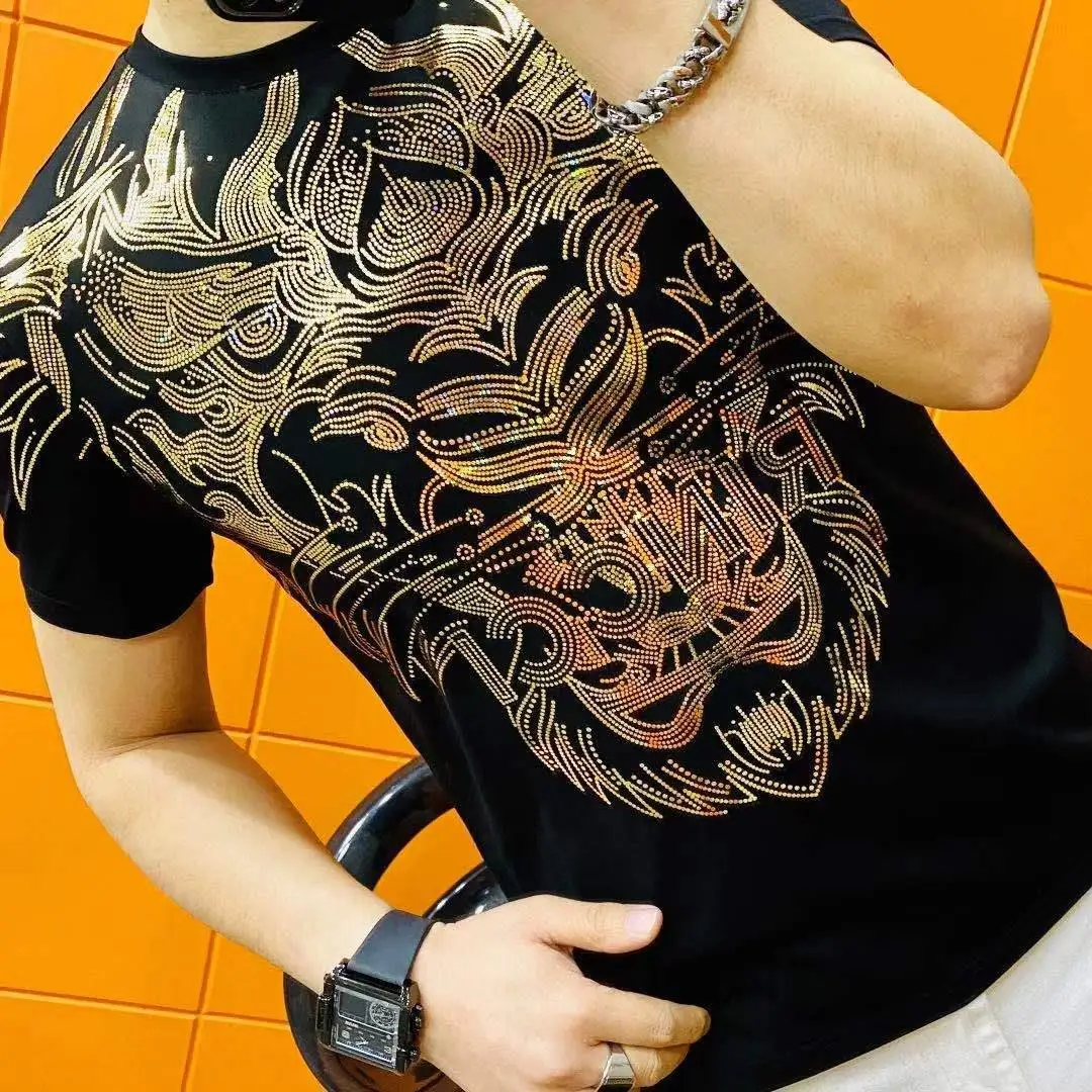 

Summer new men's thin shirt jacket digital printing pattern design business casual pullover bottoming shirt