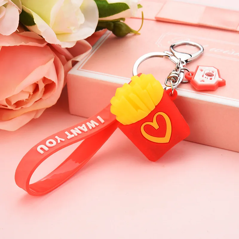 

Fashion Creative Soft Plastic Food Keychain Simulation Burger Durian Toy Bag Car Key Bell Pendant Cute Gift Key Ring Accessories