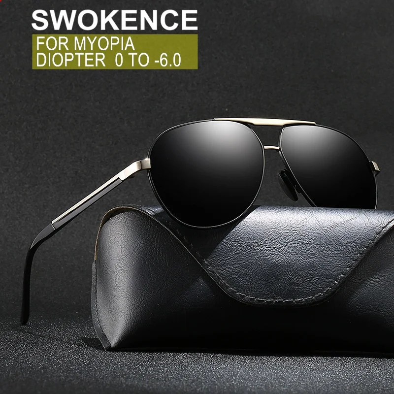 

SWOKENCE Polarized UV400 Optional Myopia Sunglasses Men Women Fashion Shortsighted Glasses Diopter Spectacles For Driving SA17