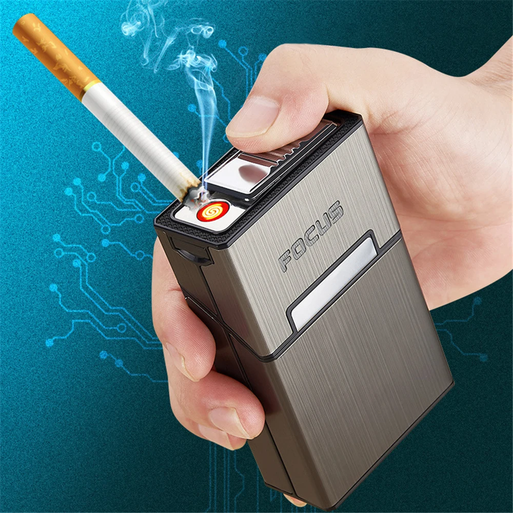 Подставка для сигарет с USB-зажигалкой перезаряжаемый ветрозащитный контейнер