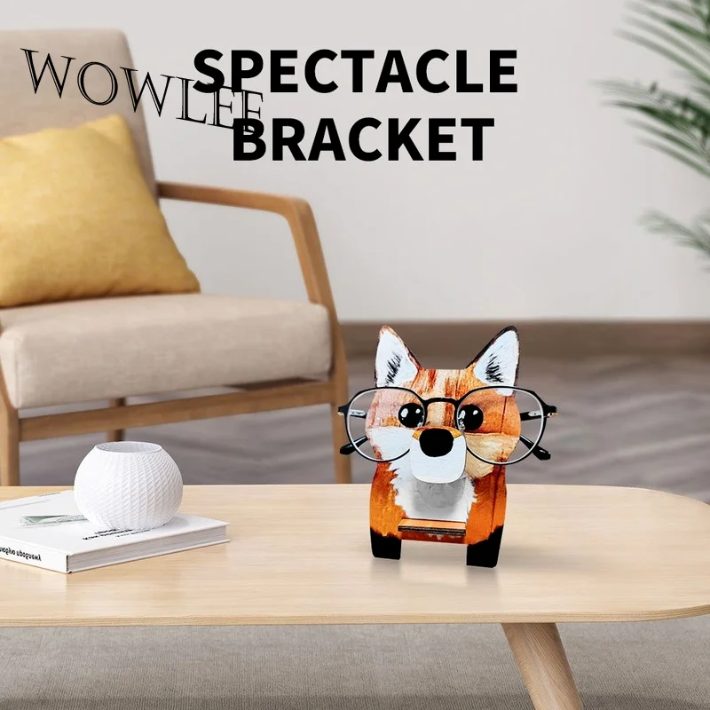 

Animal Spectacle Frame Cute Pet Fox Glasses Holder Stand Wood Sunglasses Display Racks for Living Room Bedroom Office Desk