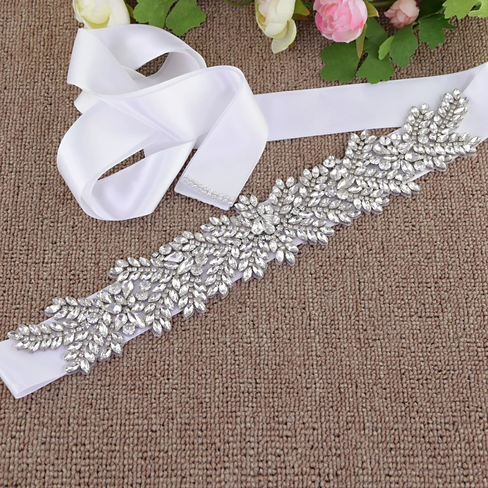 

TRiXY S420 Silver Rhinestone Belt Gorgeous Wedding Dress Belt Skinny Shiny Belt Women Floral Rhinestone Belt Womens Belts