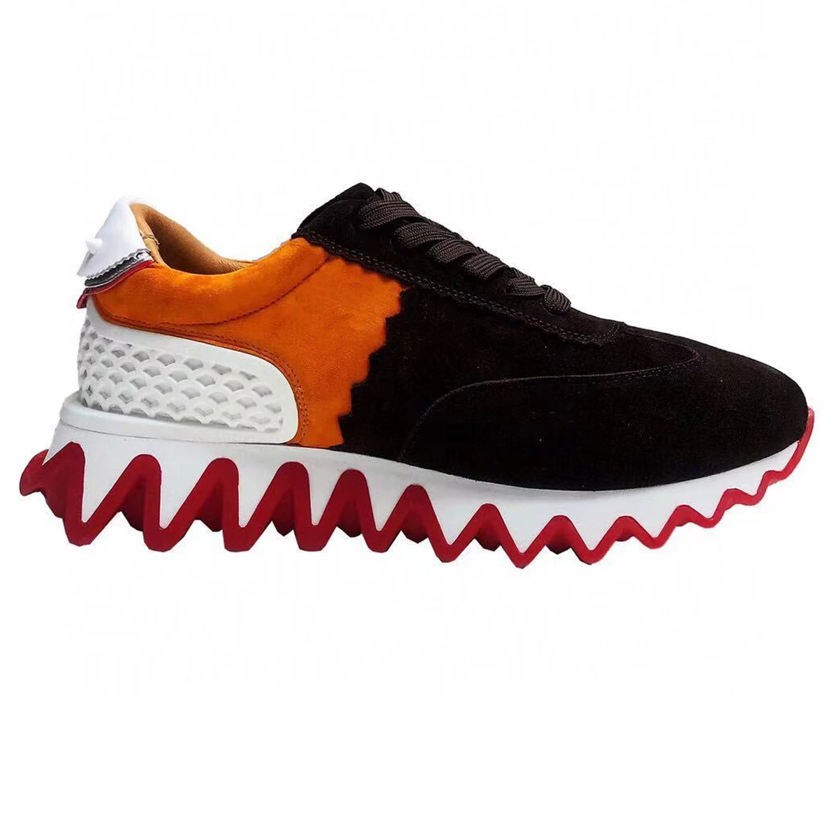 

Кроссовки кожаные большого размера унисекс, бычья замша, красная подошва, спортивная обувь, яркие шаферы акулы