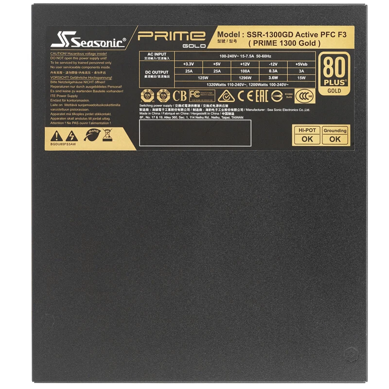 Новый оригинальный блок питания для Seasonic Prime GX-1300 полный модульный 80plus ЗОЛОТОЙ