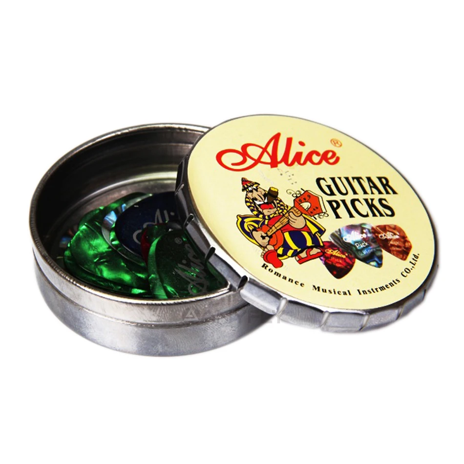 alice 12 stück akustische elektrische gitarre picks celluloid plektren mit runde metall picks sammlung box fall free global shipping