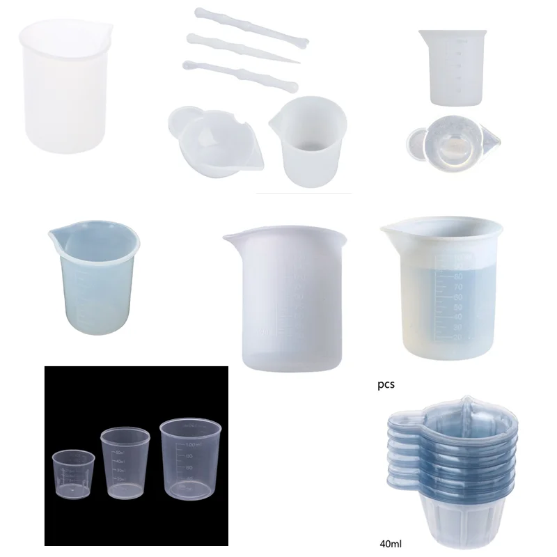 Прозрачные многоразовые силиконовые мерные чашки смешивающая жидкость для