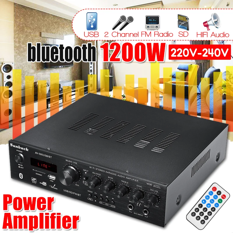 CLAITE USB FM bluetooth FM аудио автомобильный стерео усилитель радио Hi-Fi 2 канальный цифровой Дисплей Мощность-плеер с пультом дистанционного управления