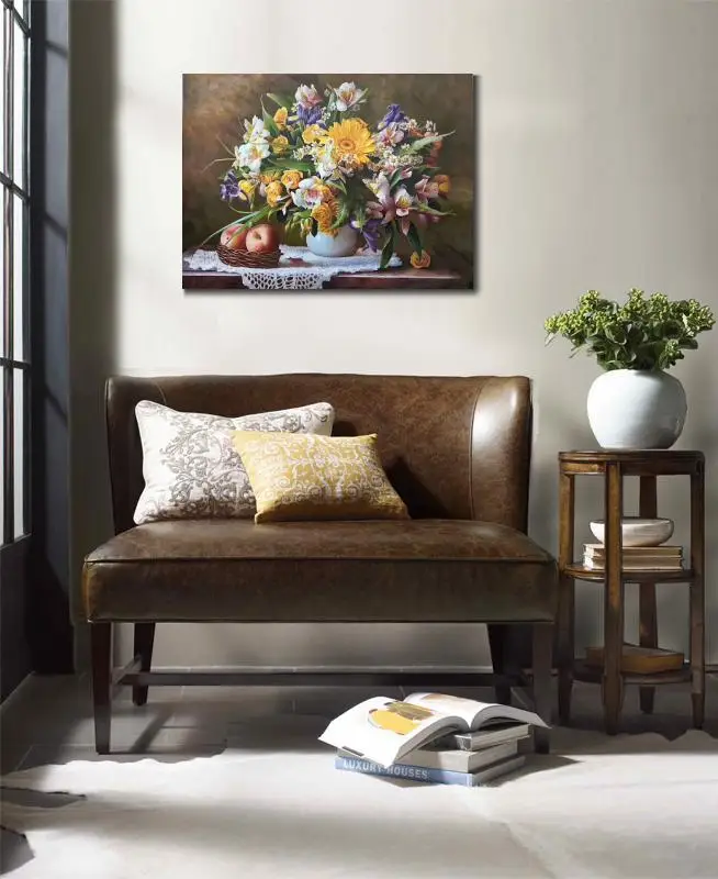 Beste Stilleven Art Bloem Olieverf Klassieke Bloemen In Vaas Moderne Kunstwerk Voor Slaapkamer Eetkamer Muur Decor
