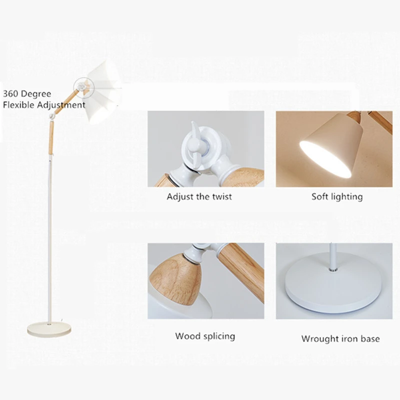 Скандинавские деревянные напольные лампы высокий светильник в стиле арт-деко