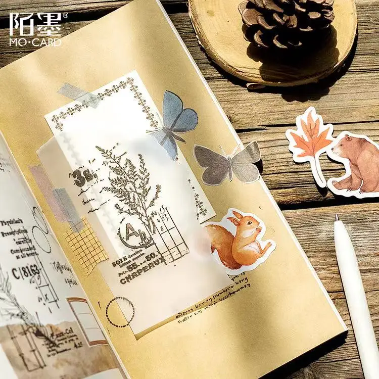 

45pcs/pack Autumn Forest Series Diy Decoration Stickers Multifunctional Stickers Diary Labels Mobile Stationery Stickers