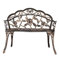 38.5" Cast Aluminum Outdoor Courtyard Decoration Park Leisur Bench Garden chair  US Warehouse for Your Front or Backyard