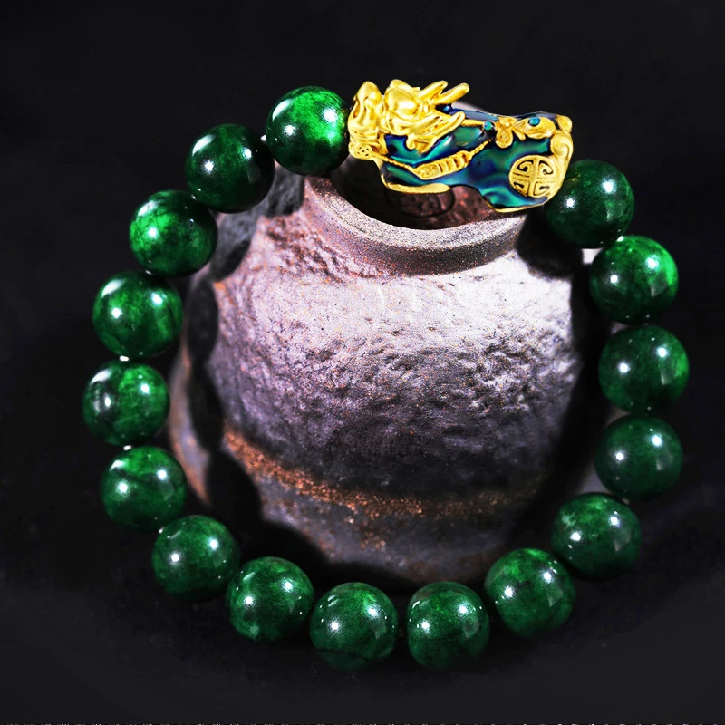 

New Beads Bracelet Obsidian Stone Bracelet For Men Women 10mm Pixiu Feng Shui Wealth Good Luck Jewelry Bijoux Dropshipping Green