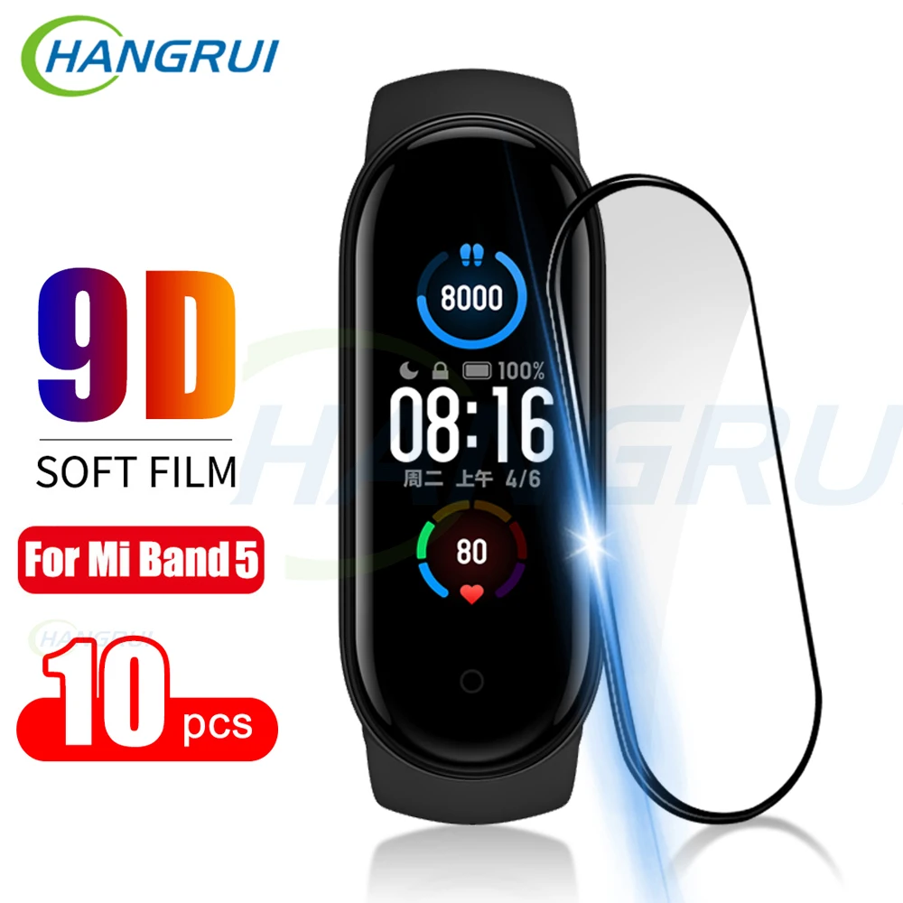 10 шт. защитная пленка для Xiaomi Mi Band 5 Мягкая изогнутая 3d полноэкранная аксессуары