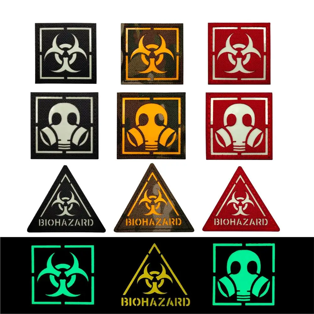 

BIOHAZARD Patch Military Armband Badge Sticker Decal Applique Embellishment Gas Mask Glow In Dark Tactical Patches