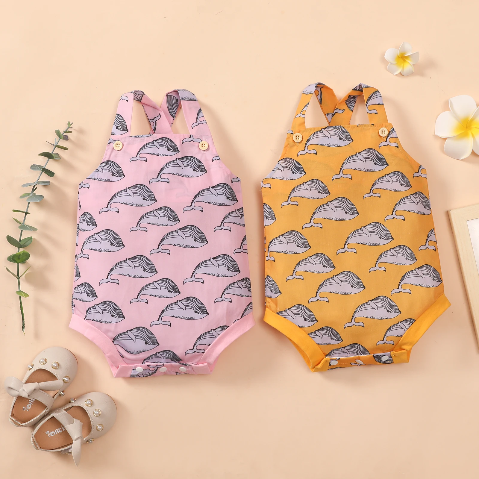 Комбинезон летний без рукавов для новорожденных комбинезон с принтом