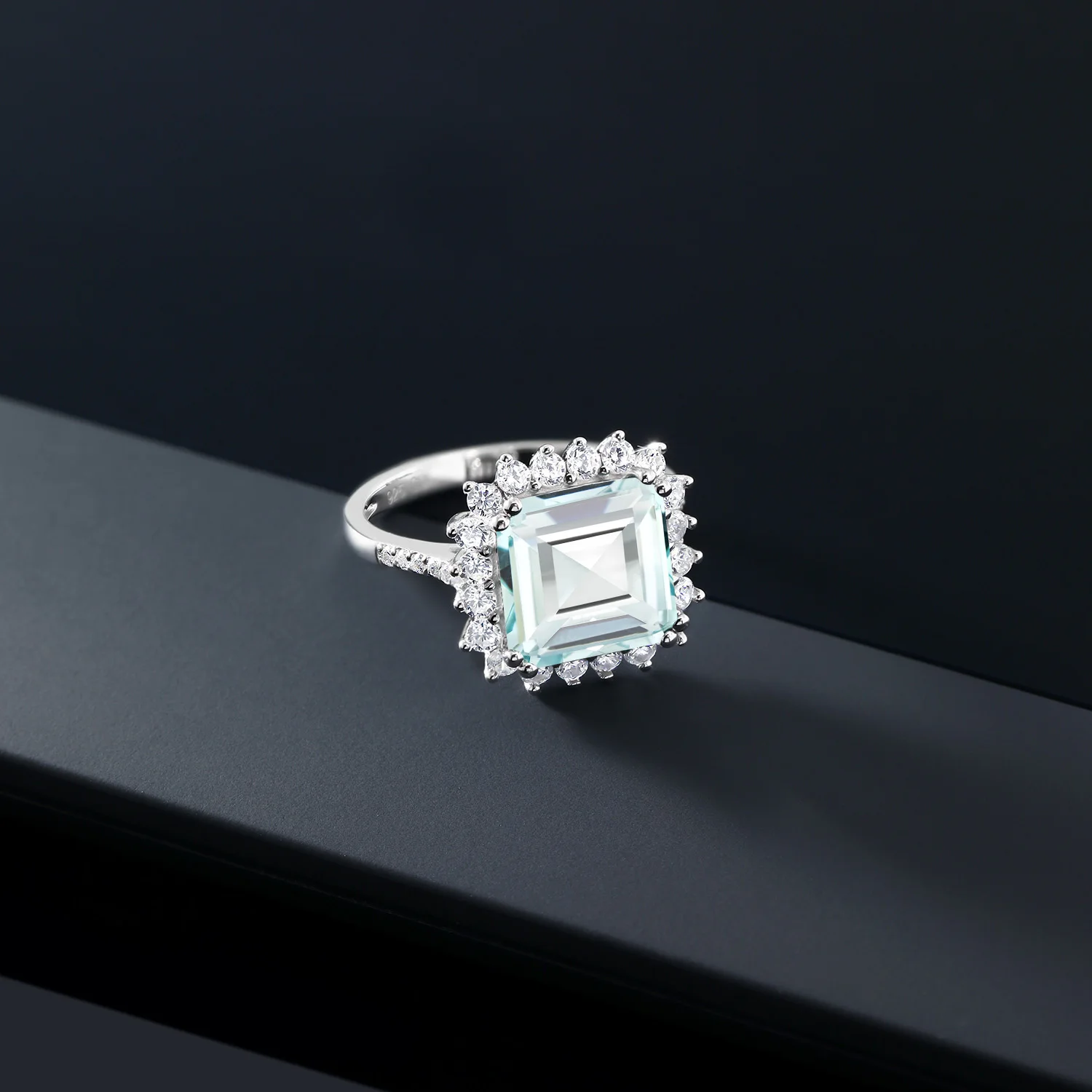 GemStoneKing 4 83 Ct Octagon Cut небесно-голубой искусственный Аквамарин винтажные кольца для