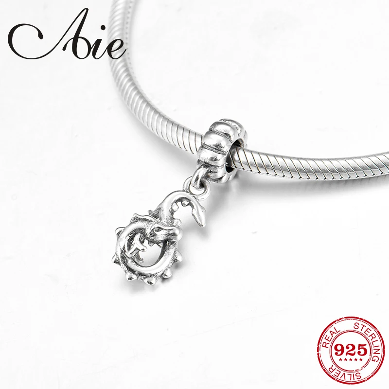 Новый 12 Китайский Зодиак Дракон 925 Стерлинговое Серебро изящный кулон бусины