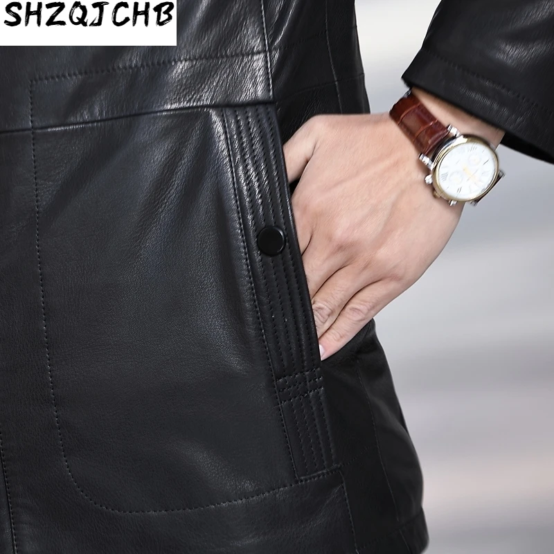 

JCHB 2021 Real Fur Coat Men Genuine Leather Jacket Men Goatskin Natural Mink Fur Coat Winter Coat for Mens Clothing Casaco A17DN