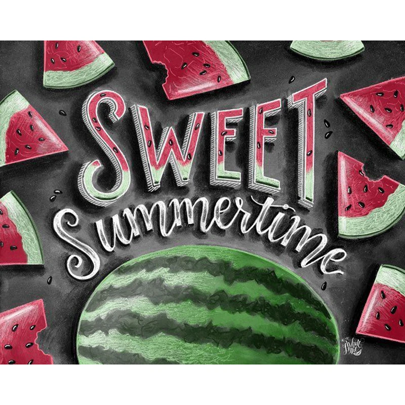 Самостоятельная живопись по номерам Буква Арбуз Рамка Масло Окрашивание Холст Картина Ручной работы Декор для дома.