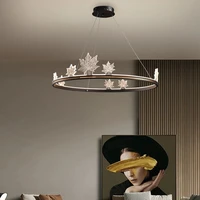 nordic modern chandeliers lighting maple leaf acrylic led chandelier light for living room bedroom dining room