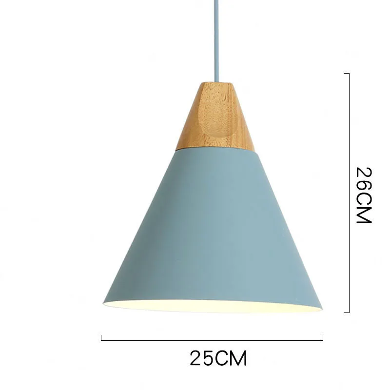 25cm Blue Современный светодиодный подвесной светильник в скандинавском стиле из дерева, для кафе, ресторана, спальни, кухни, разноцветное украшение для дома, алюминиевый светильник - Цвет корпуса: 25cm Blue