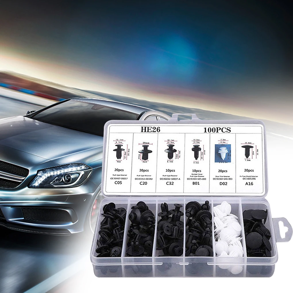 6 размеров 100 шт. автомобильный крепежный зажим смешанный фиксатор для кузова