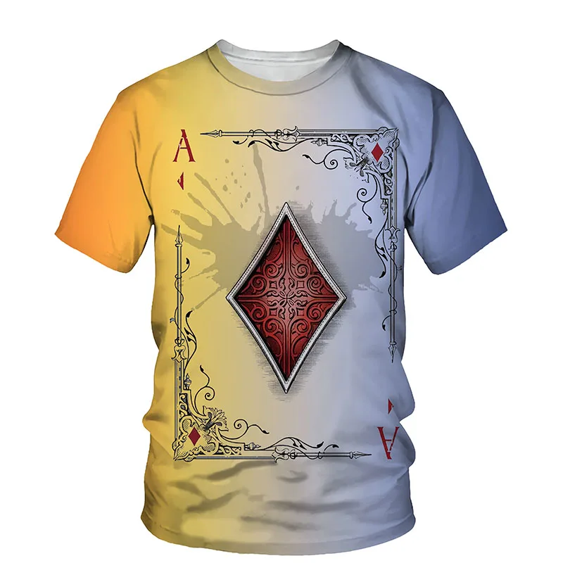 

Printed T-shirt summer new fashion top men's and women's short-sleeved 3D printing playing cards O-neck style pullover clothing