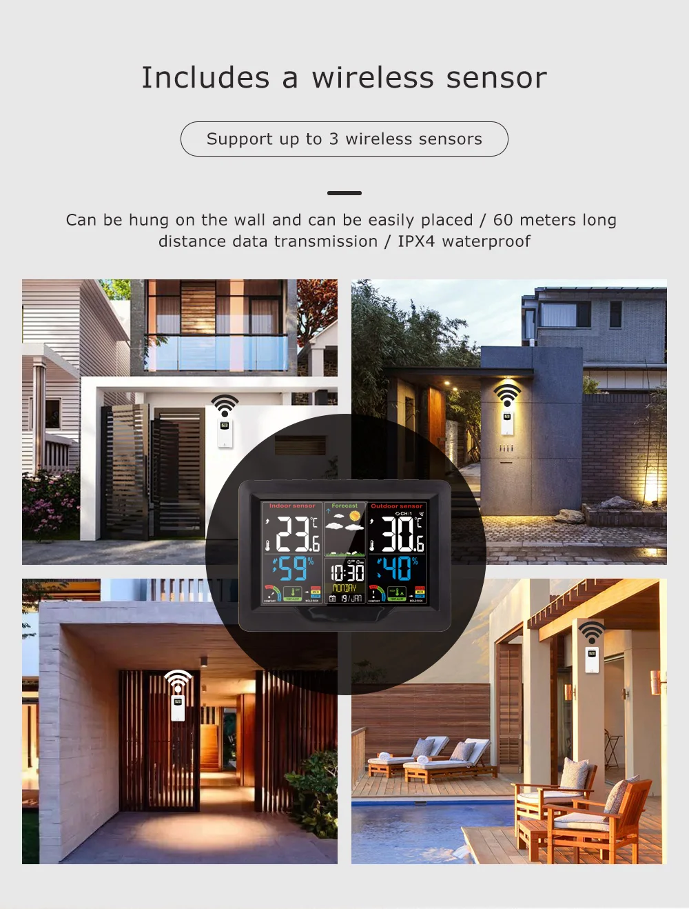 Метеостанция Беспроводная комнатная с термометром и гигрометром цифровой