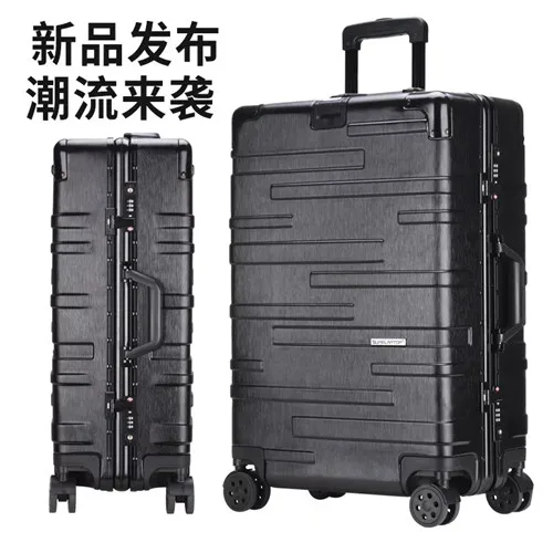 Aluminum frame KLQDZMS 2" 22" 2" 26" 29 дюймов Модный Дорожный чемодан с алюминиевой рамой, Скалка багажа, Спиннер на колесах, Мужская Женская тележка, чехол - Цвет: Aluminum frame